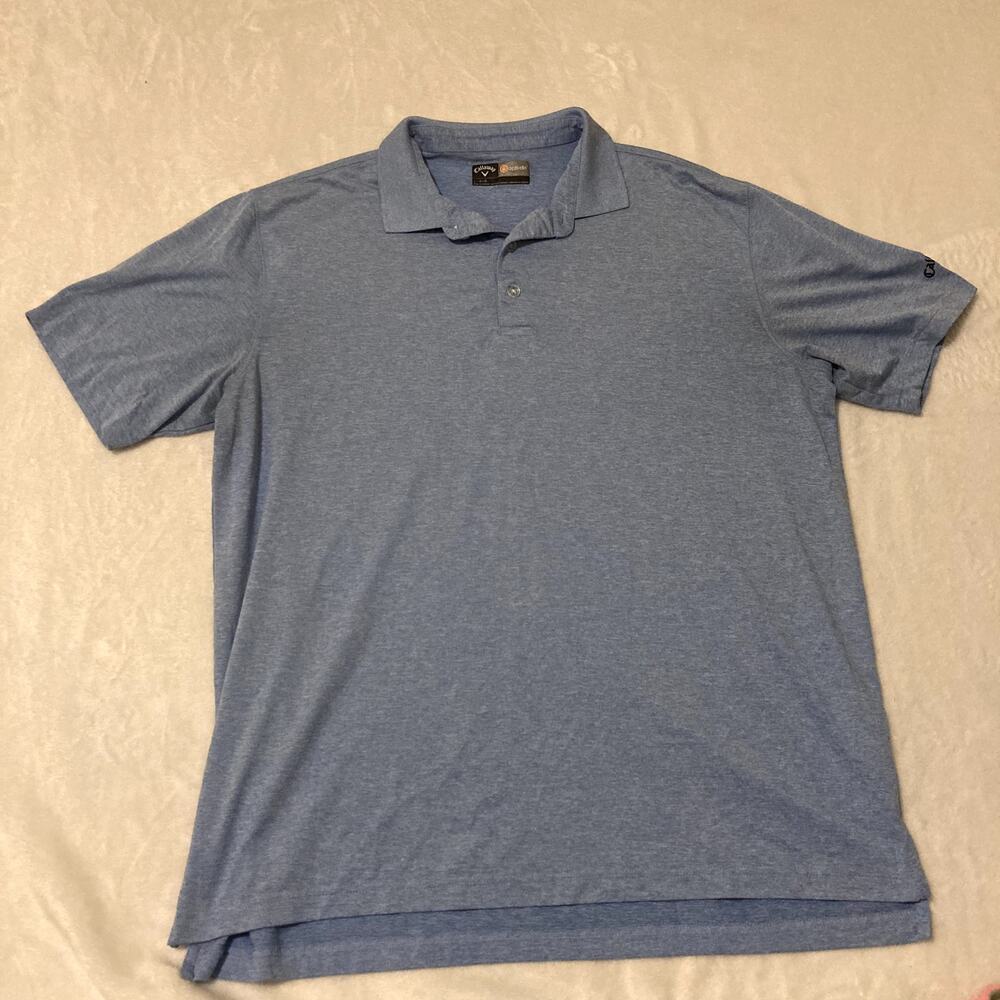 Callaway Polo Shirt Mens XL Blue Polyester Stretch Golf Opti-Dri Performance Top